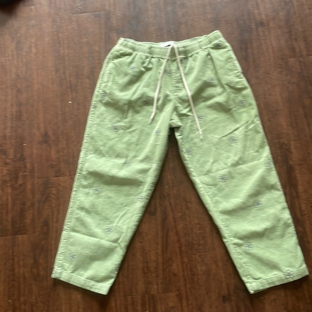 Urban outfitters green corduroy and flowers pants.
